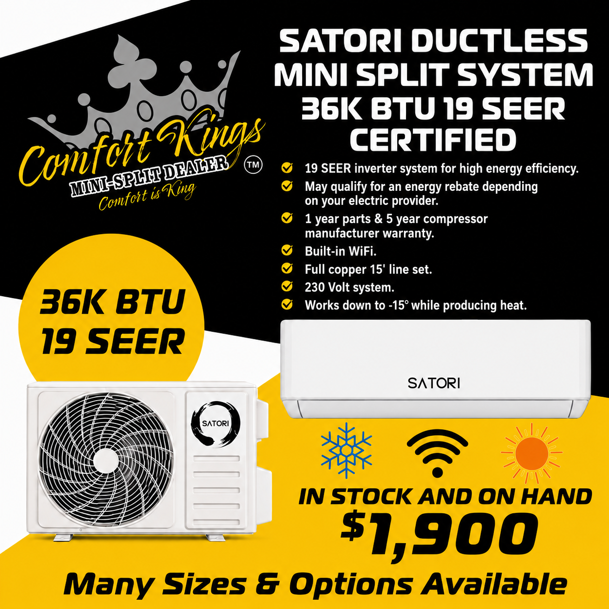 36K Satori 19 SEER Certified